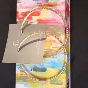 Large Gold Rhinestone Sparkle Hoops, brand new